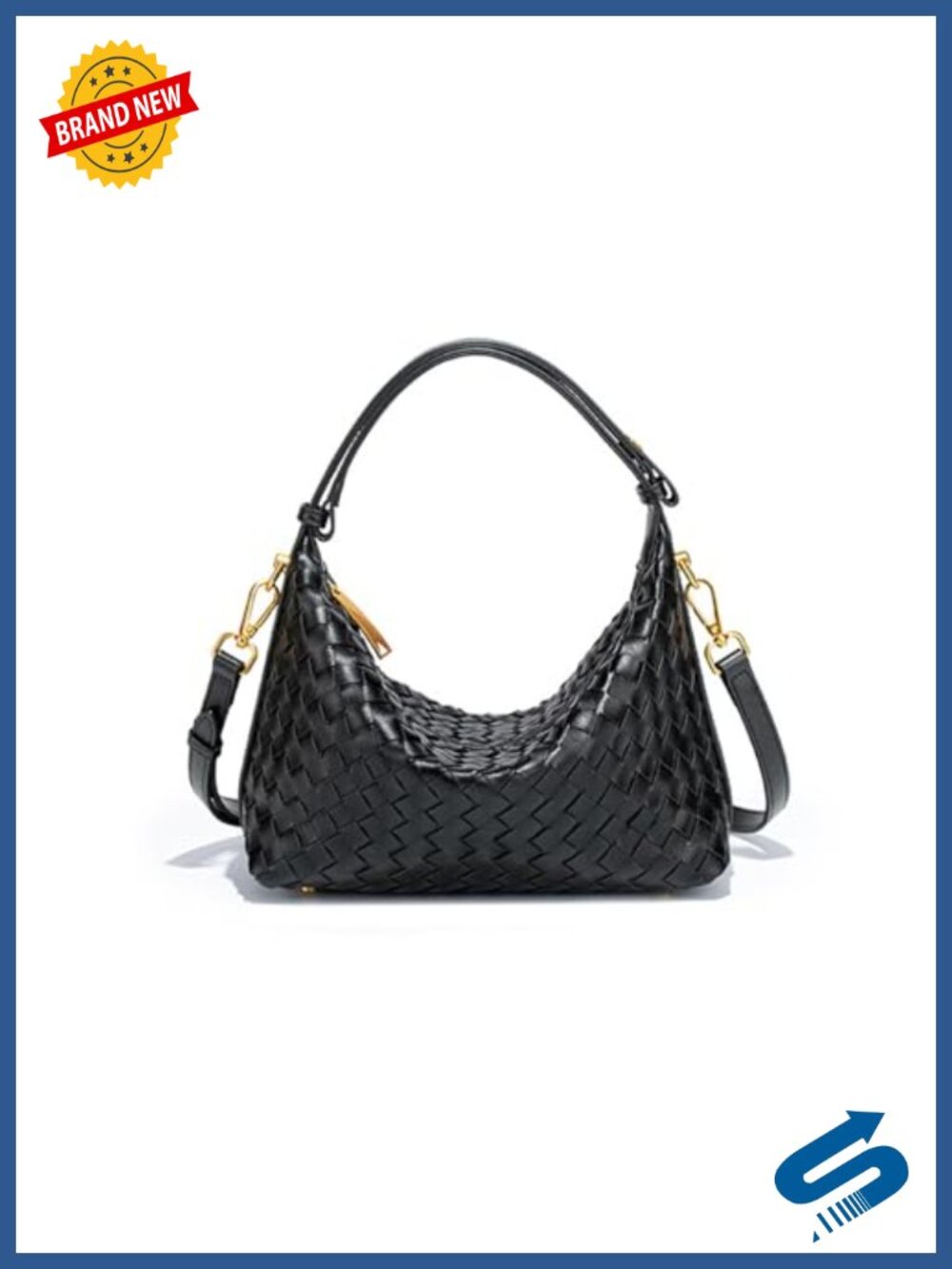 Woven Faux Suede Crescent Hobo Shoulder Bag Satchel Handbag